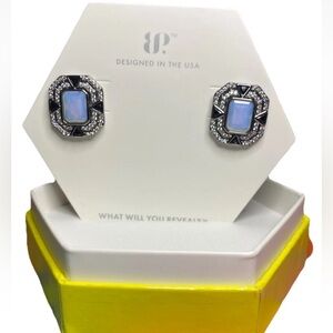 “Lanterns In Voices” Lab Created Moonstone Hematite Earrings BP ER67587